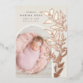 Feuilles Foil délicats | Faire-part de naissance p (Recto)