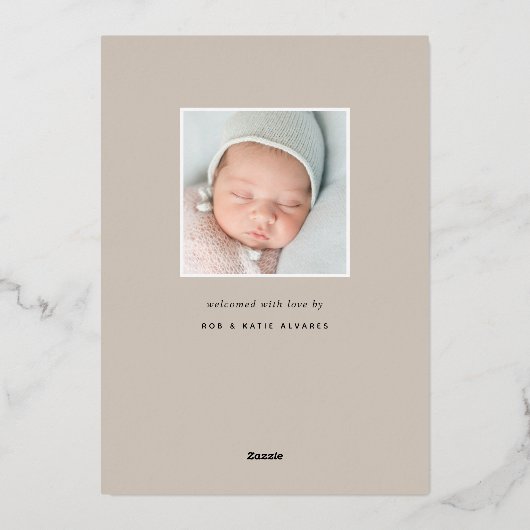 Feuilles Foil délicats | Faire-part de naissance p (Verso)