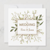 Feuilles forestiers - Vert et Faire-part de mariag (Devant)