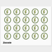 FEUILLES FREY BAY Petits Stickers ronds +texte Ver (Feuille)