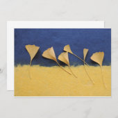 feuilles ginkgo sur papier fait main invitation 5x (Devant / Derrière)