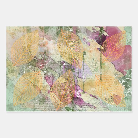 Feuilles Gold Orange Fall Leaf sur la page de déco (Devant 3)