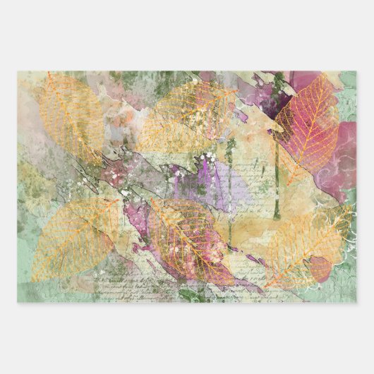 Feuilles Gold Orange Fall Leaf sur la page de déco (Devant 2)