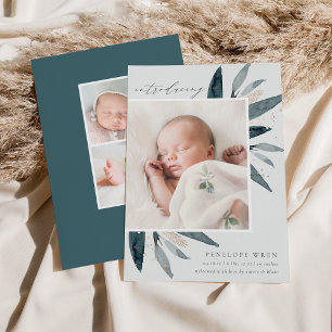 Feuilles gracieux   Faire-part de naissance de rem