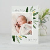 Feuilles gracieux | Faire-part de naissance Gold F (Debout devant)