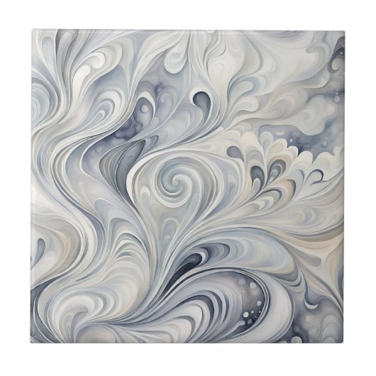 Feuilles gris Abstraits 2 Carreaux en céramique (Devant)