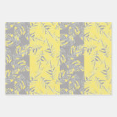 Feuilles gris et jaunes sur un arrière - plan rayé (Devant)