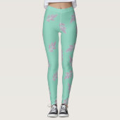 Feuilles gris sur leggings verts (Devant)