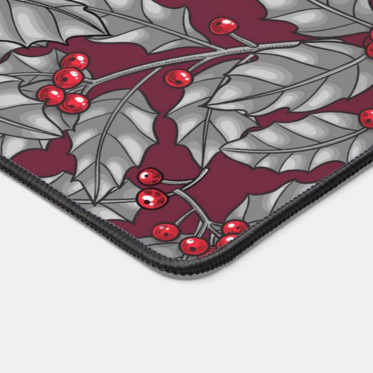 Feuilles gris sur rouge foncé (Coin)