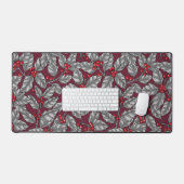 Feuilles gris sur rouge foncé (Clavier et souris)