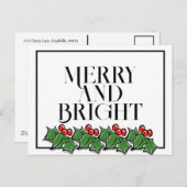 Feuilles Holly, baies Holly, cartes postales de va (Devant / Derrière)