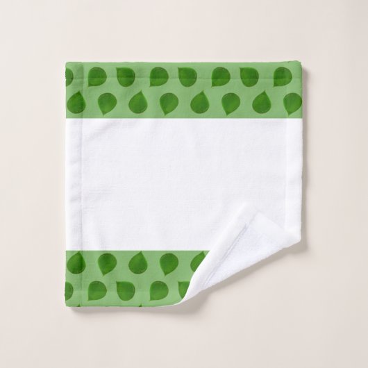 Feuilles Jade Tree sur Vert & Blanc (Gant de toilette)