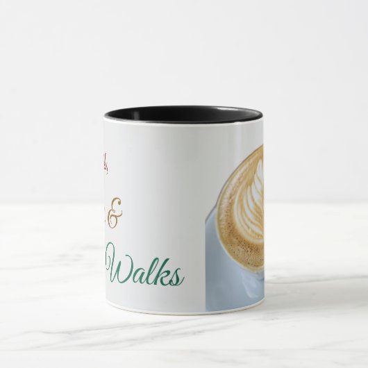 Feuilles, lattes et longues marches Mug (Centre)