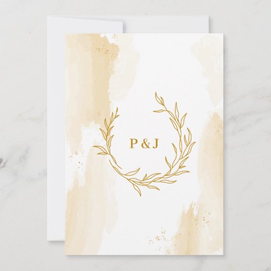 Feuilles linéaires délicates Invitation de mariage (Dos)