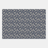 Feuilles métalliques et flocons de neige sur rouge (Devant 2)