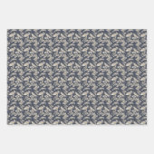 Feuilles métalliques sur bleu noir et rouge (Devant 2)