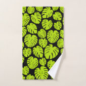 Feuilles Monstera en Lime Vert et noir (Serviette à main)