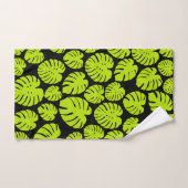 Feuilles Monstera en Lime Vert et noir (Serviette à main)