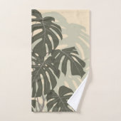 feuilles Monstera (vert et sable) (Serviette à main)