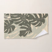 feuilles Monstera (vert et sable) (Serviette à main)