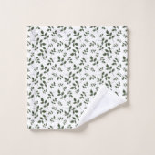 Feuilles motifs blancs verts (Gant de toilette)