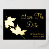 Feuilles noir et or automne Enregistrer la carte D (Recto)