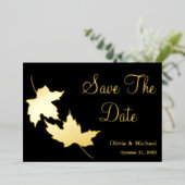 Feuilles noir et or automne Enregistrer la carte D (Debout devant)