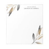 Feuilles Noir Or Simple Du Bureau Du Bloc-Notes (Devant)