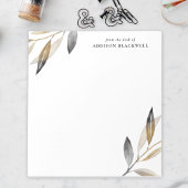 Feuilles Noir Or Simple Du Bureau Du Bloc-Notes