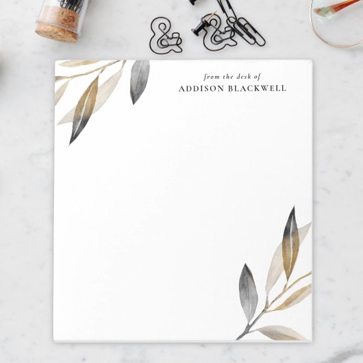 Feuilles Noir Or Simple Du Bureau Du Bloc-Notes