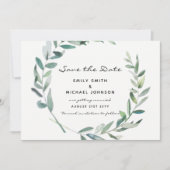 Feuilles Olive Sauvegarder La Carte Date Moderne (Devant)