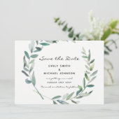 Feuilles Olive Sauvegarder La Carte Date Moderne (Debout devant)