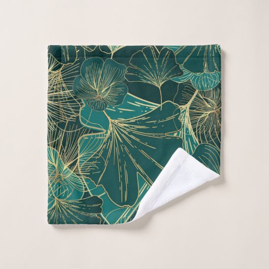 Feuilles Or Et Vert (Gant de toilette)