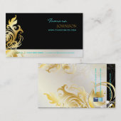 Feuilles or ornemental / tourbillons carte de visi (Devant / Derrière)