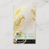 Feuilles or ornemental / tourbillons carte de visi (Dos)