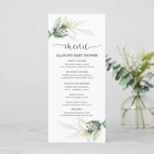 Feuilles or vert simple menu de douche moderne (Debout devant)