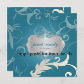 Feuilles ornementaux + Fils, invitations de mariag (Devant / Derrière)