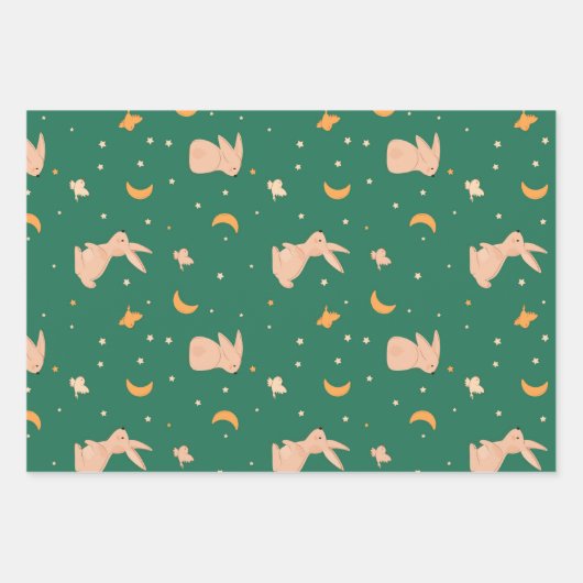 Feuilles papier à enveloppement à thème lapin (Devant)