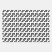 Feuilles papier à envelopper lapin noir et blanc (Devant)