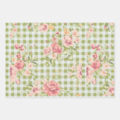 Feuilles papier d'emballage à motifs floraux rose  (Devant 3)