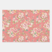 Feuilles papier d'emballage à motifs floraux rose  (Devant)