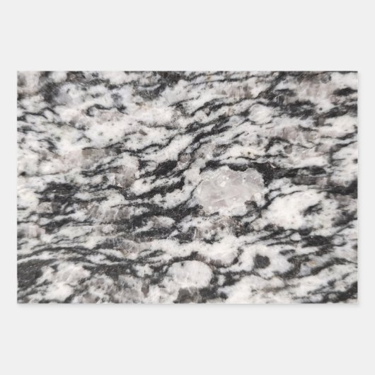 Feuilles papier d'emballage Abstrait blanc et noir (Devant)