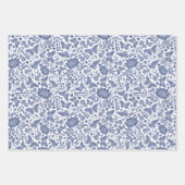 Feuilles papier d'emballage bleu et oiseaux (Devant 3)