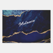 Feuilles papier d'emballage bleu or Agate - Votre (Devant 2)