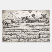 Feuilles papier d'emballage d'aquarelle de la ferm (Devant 3)