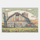 Feuilles papier d'emballage d'aquarelle de la ferm (Devant)