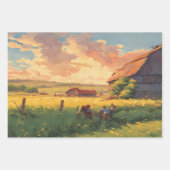 Feuilles papier d'emballage d'aquarelle de la ferm (Devant 3)