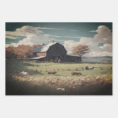 Feuilles papier d'emballage d'aquarelle de la ferm (Devant)