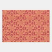 Feuilles papier d'emballage motif rouge et orange (Devant 3)
