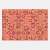 Feuilles papier d'emballage motif rouge et orange (Devant)